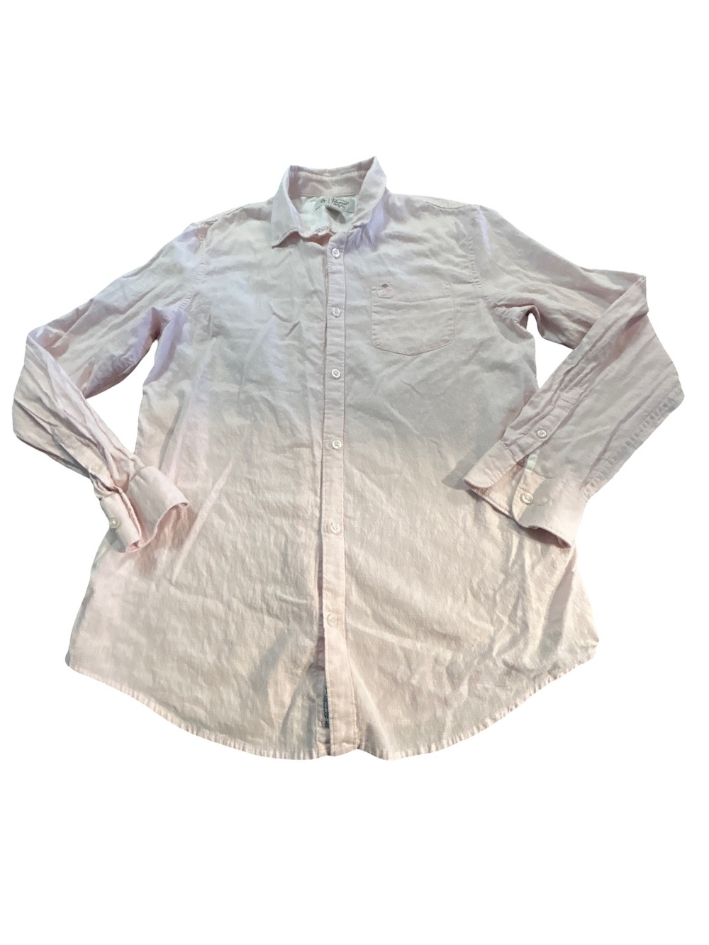 Original Penguin Mens Pink Linen Blend Long Sleeve Button Down Shirt Large